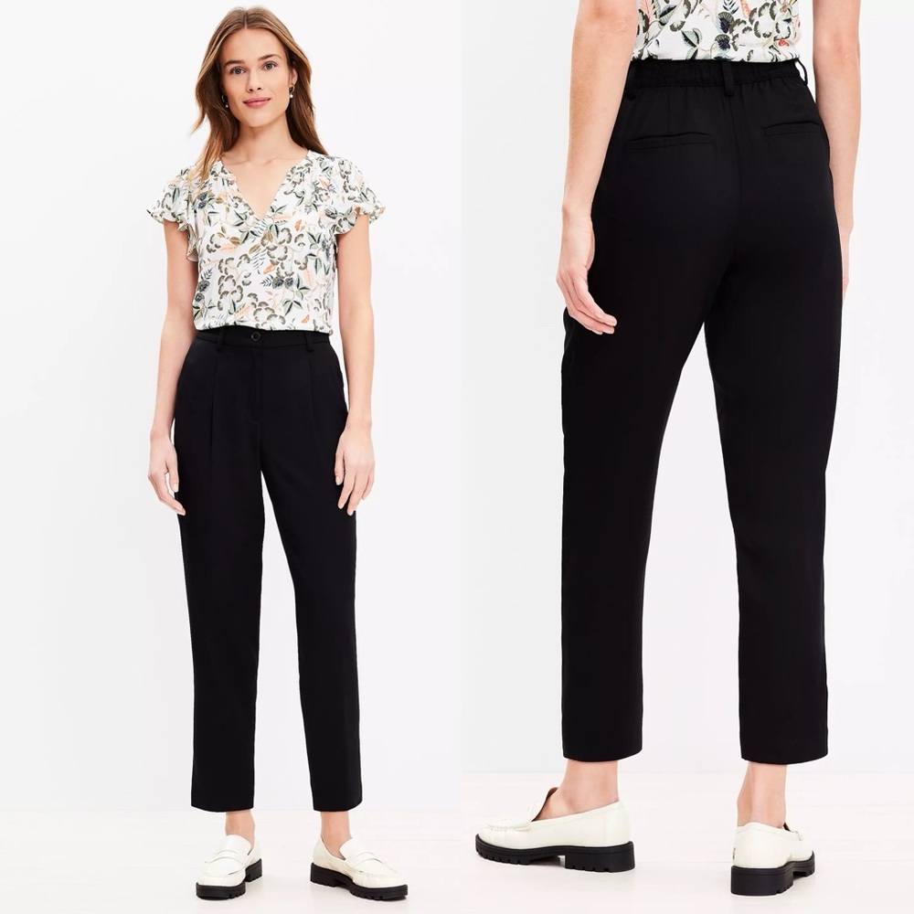 LOFT Emory Taper Pants High Rise Ankle Length Business Career Black Size 6 NWT